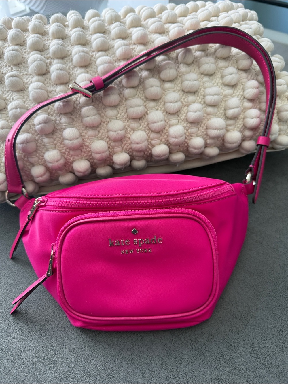 kate spade Hot Pink Crossbody Belt Bag with Front Pocket